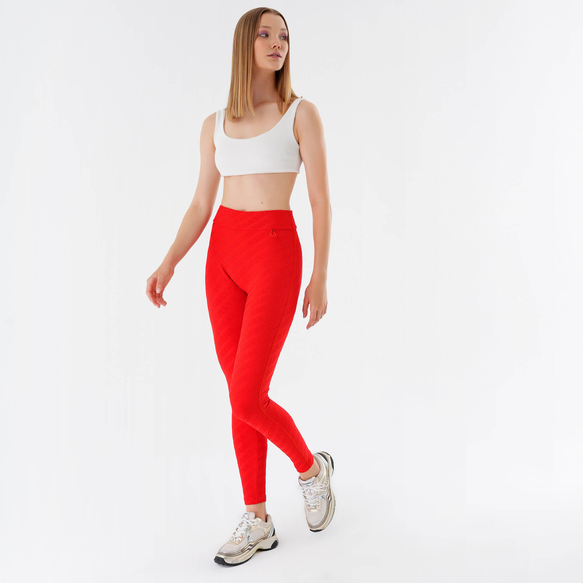 Fendi - Red Logo Leggings M